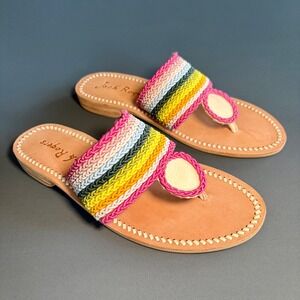New Womens Jack Rogers Jack Rope Sandals | Size 7.5 | Multicolor Rainbow Leather